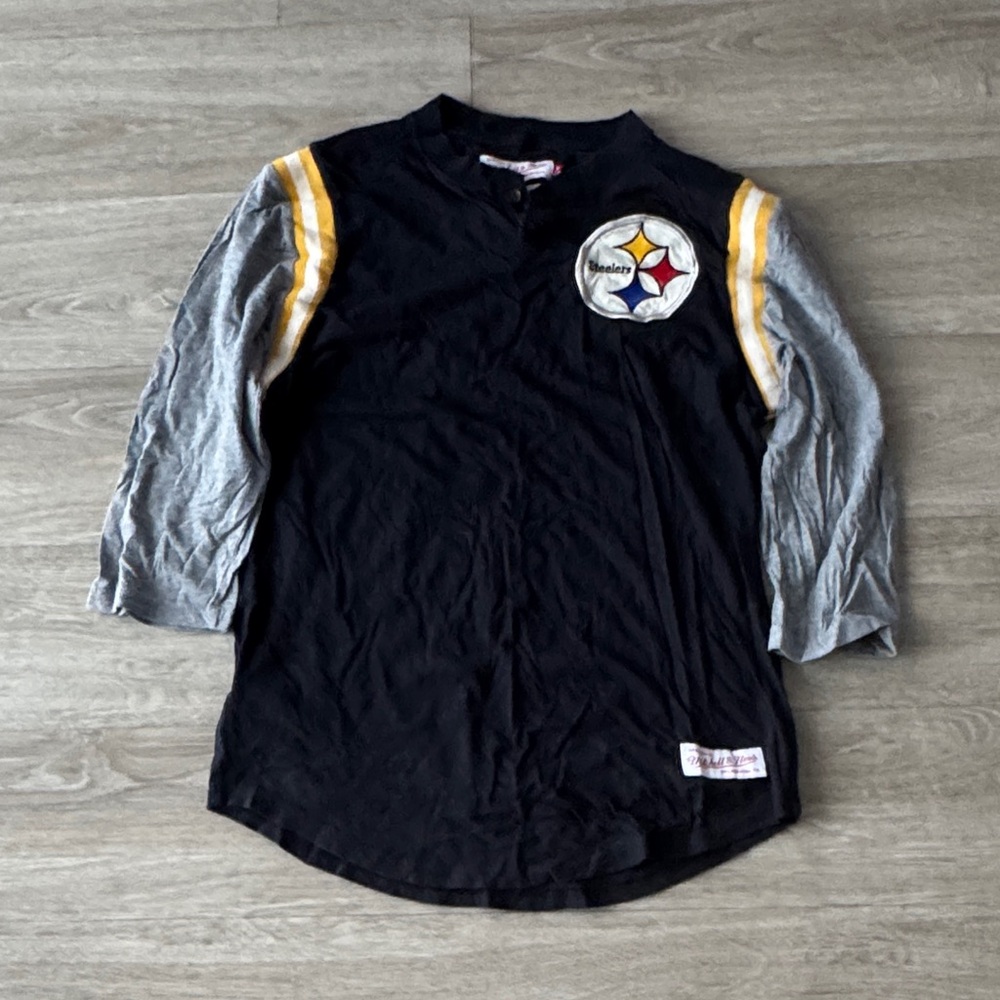 Mitchell & Ness Black and Gray Long Sleeve Shirt